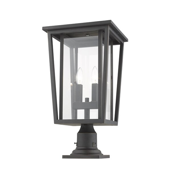 Z-Lite Seoul 2 Light Outdoor Pier Mounted Fixture, Oil Rubbed Bronze & Clear 571PHBR-533PM-ORB - main